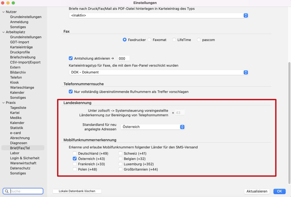 tomedo handbuch anruf panel einstellungen oesterreich