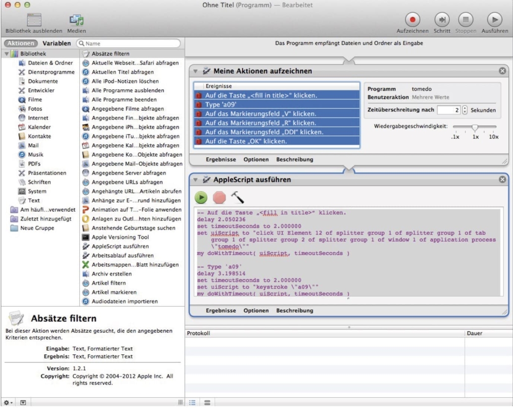 tomedo handbuch applescript ausfueren