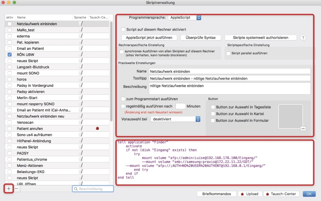 tomedo handbuch applescript scriptverwaltung