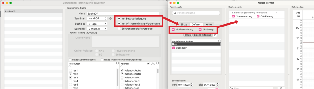 tomedo handbuch kalender terminsucheverwaltung uebernachtung und op karteieintrag standardauswahl