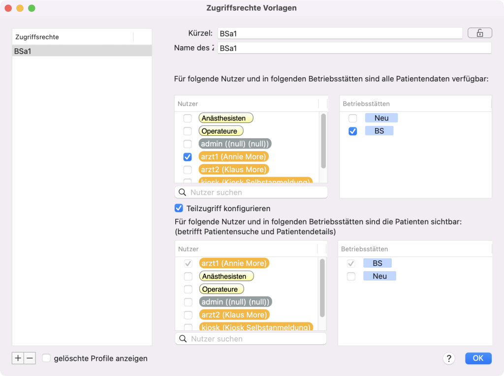 tomedo handbuch oesterreich arbeitsplatzeinstellungen patientenzugriff zugriffsprofile