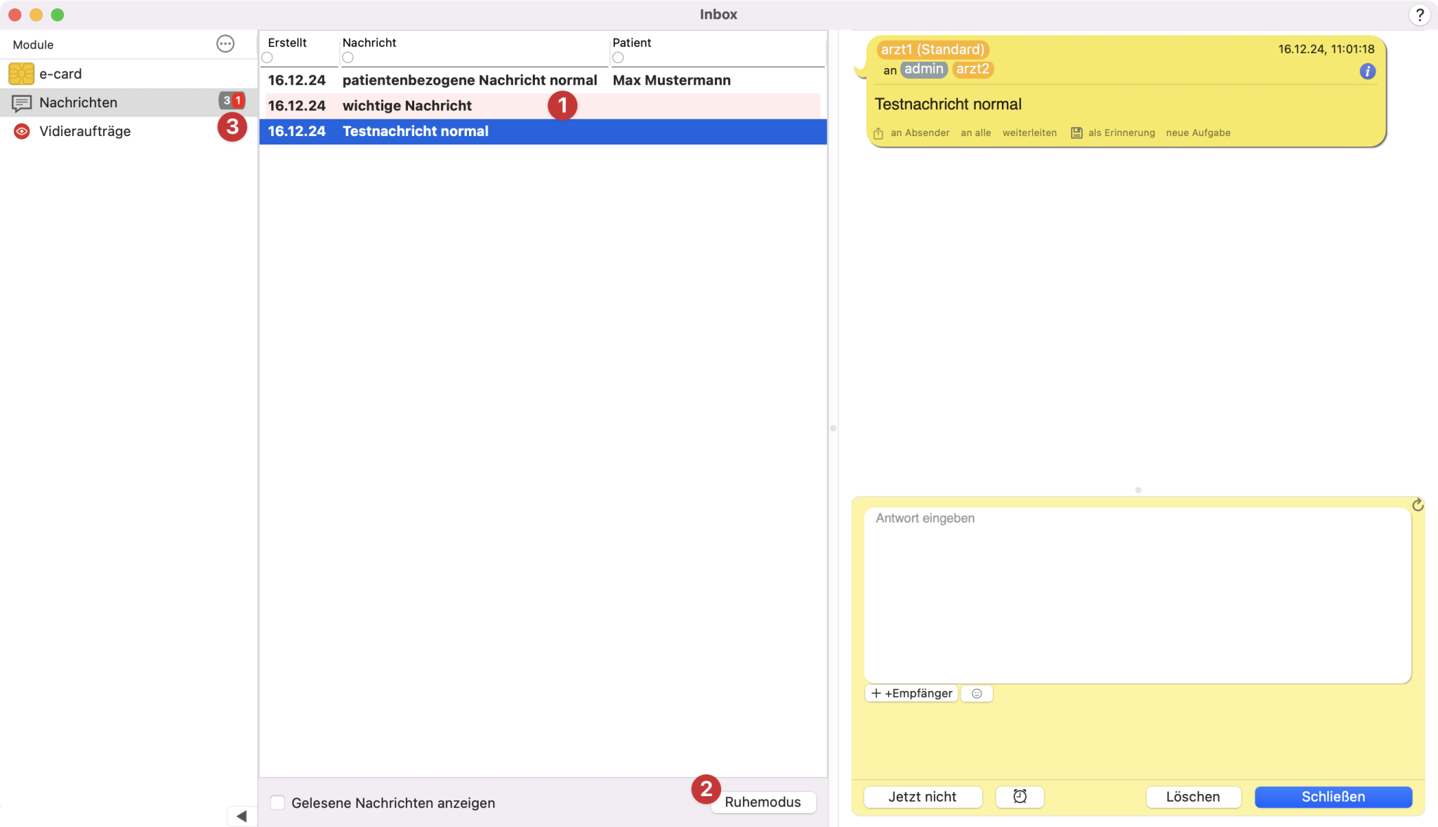 tomedo handbuch oesterreich tagesliste inbox nachrichten