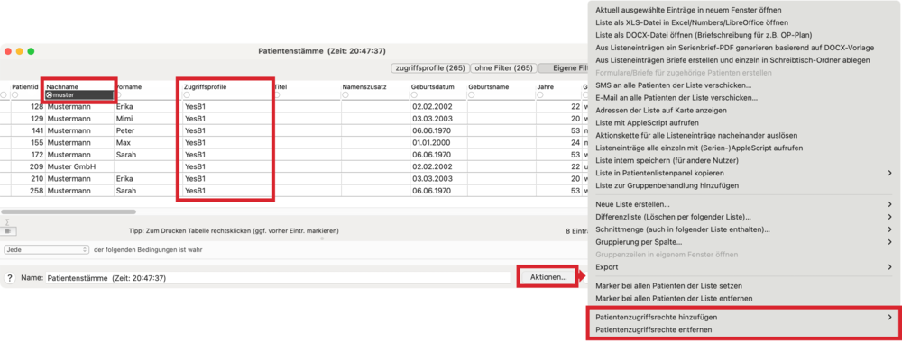 tomedo handbuch patienten zugriffsprofile statistik aktionen