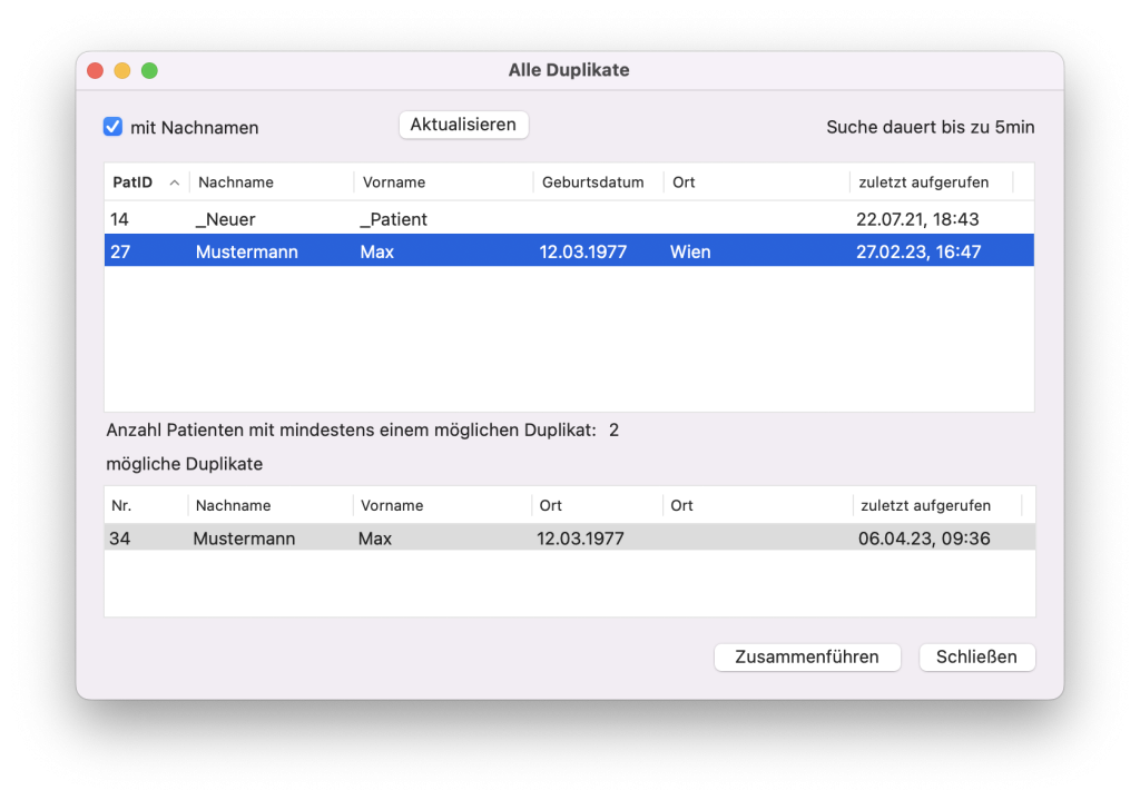 tomedo handbuch patientendetails doppelpatienten finden oesterreich