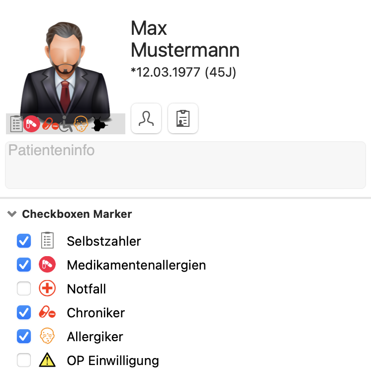 tomedo handbuch patientenmarker checkboxen eingefuegt oesterreich