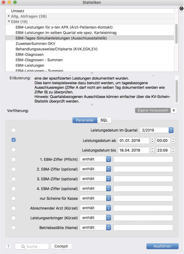 tomedo handbuch statistiken auswahlliste