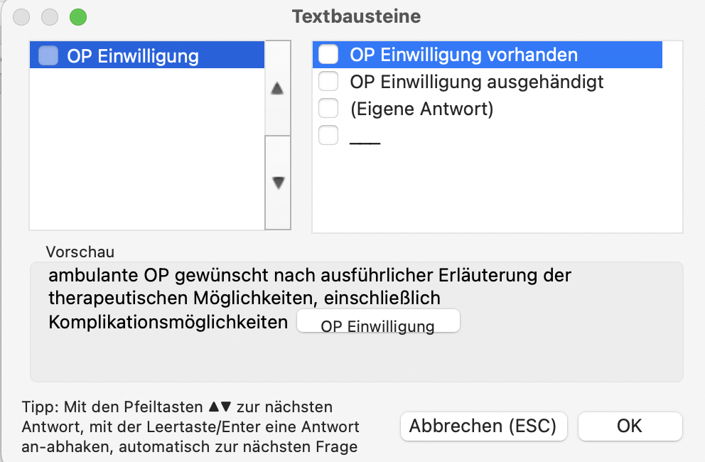 tomedo handbuch textbausteine frage popover oesterreich