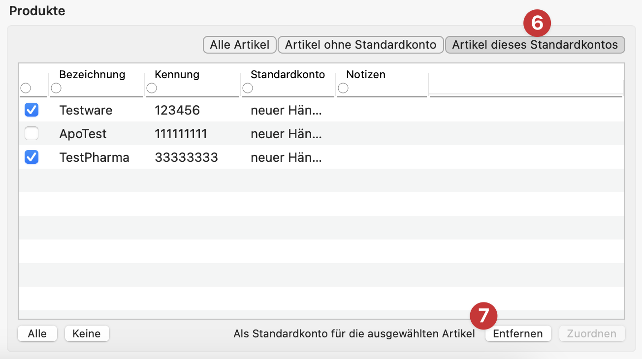 tomedo handbuch oesterreich warenwirtschaft haendlerkonten produkte dieses standardkontos