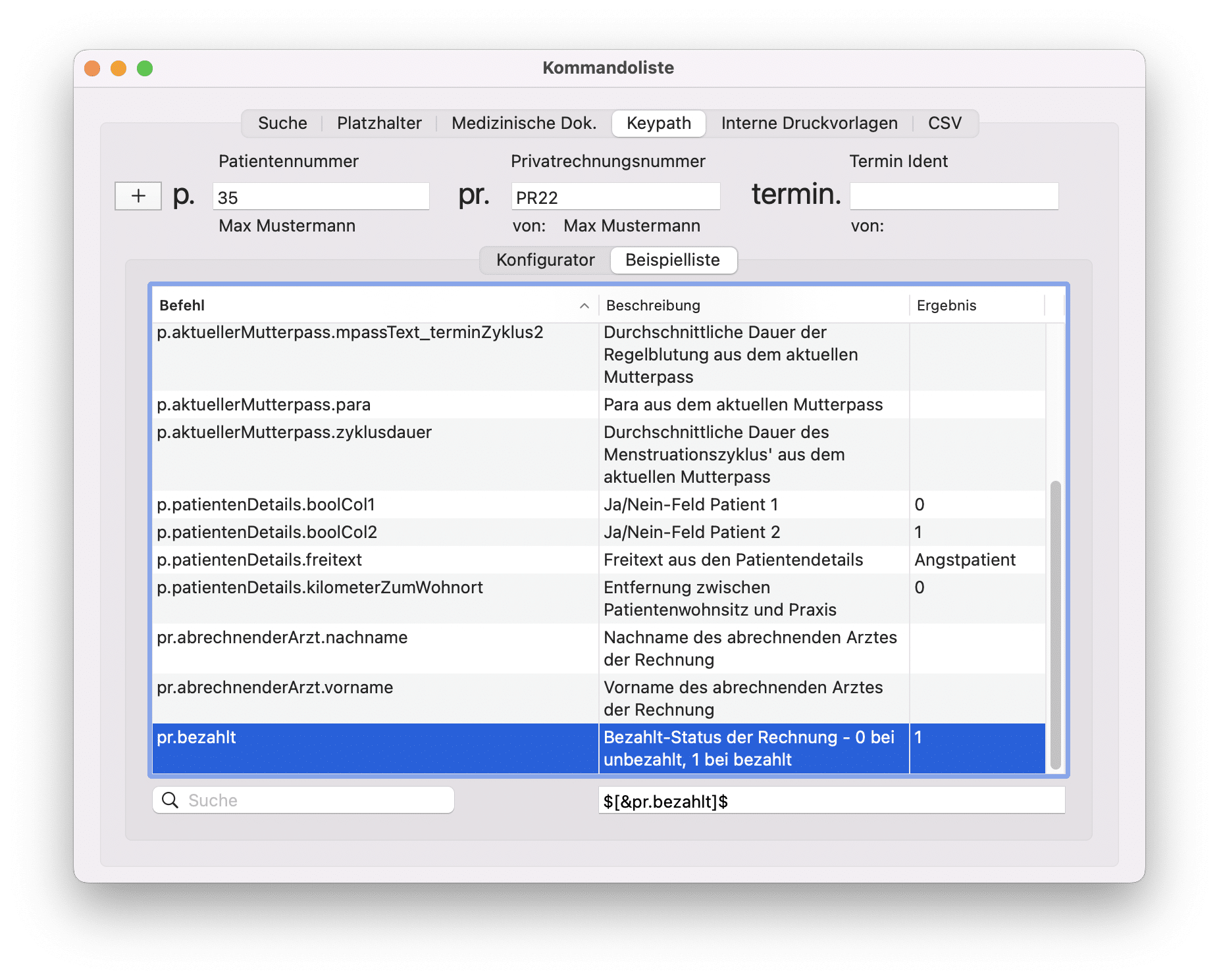 tomedo handbuch briefschreibung keypath beispielliste