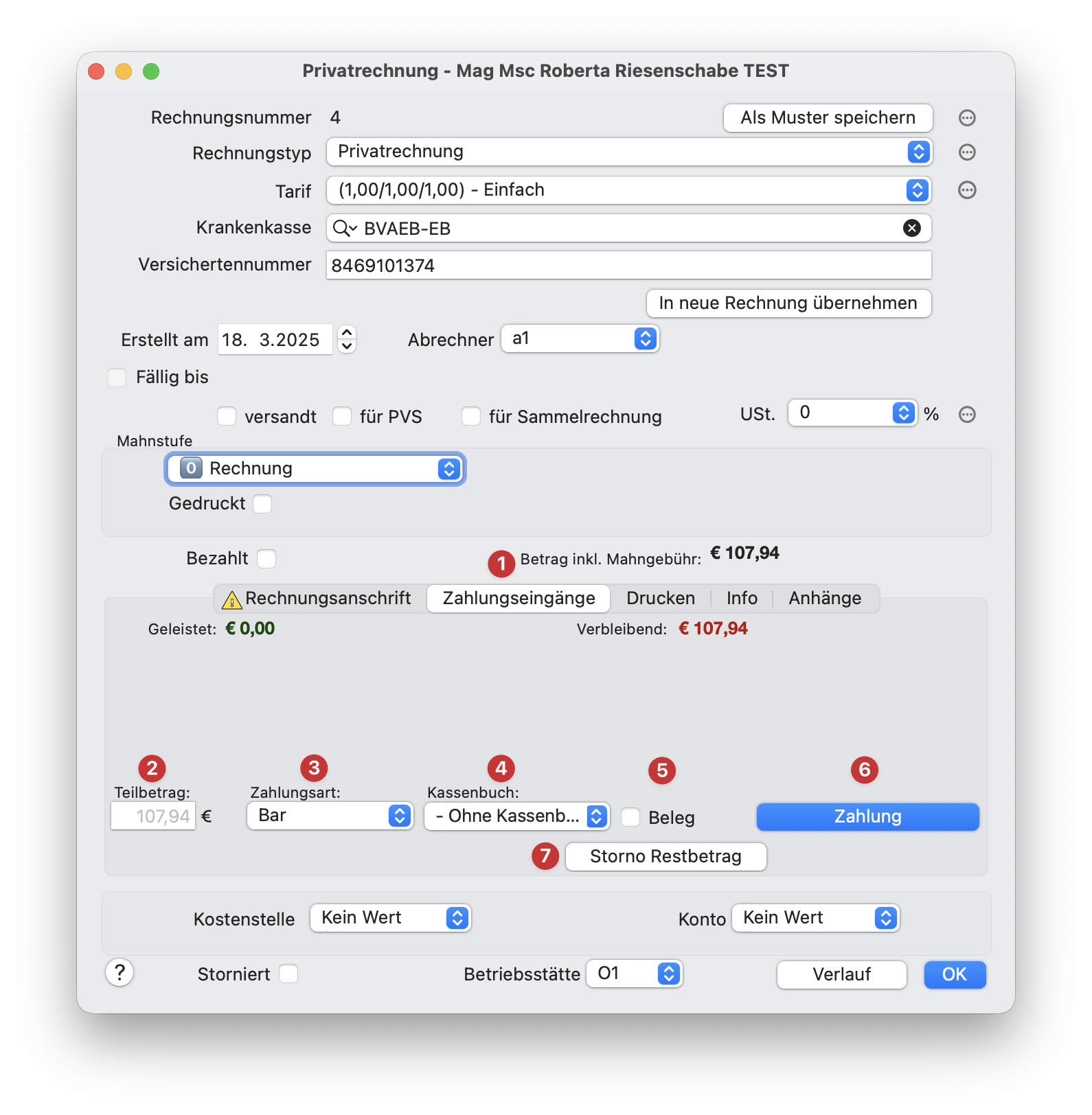 Privatrechnungsdetails
